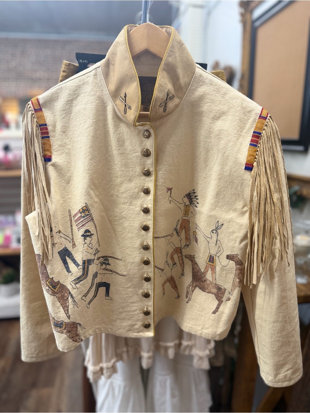Double D Ranch Vintage style Fringed, native design, Western Jacket - Picture 4 of 7